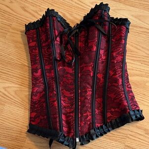 Red and Black Lace Corset
